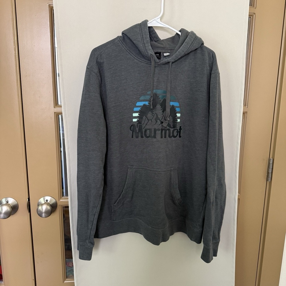 Marmot Womens Large Grey Outdoors Pullover Hoodie Sweatshirt Logo